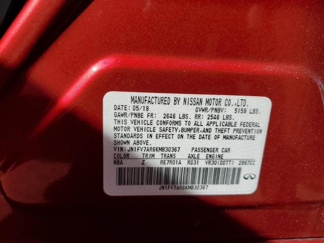 JN1FV7AR6KM830367 Infiniti Q50 Red Sport 400