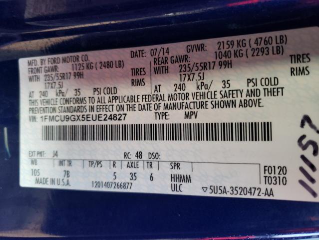 1FMCU9GX5EUE24827 Ford ESCAPE SE