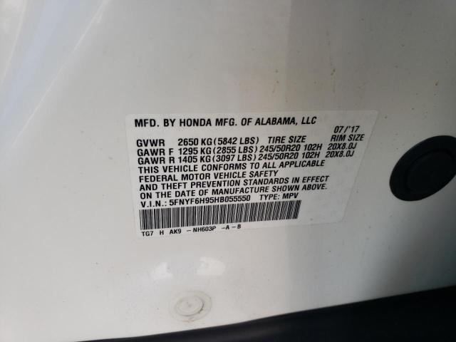 5FNYF6H95HB055550 Honda Pilot Touring