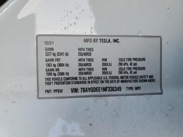 7SAYGDEE1NF338349 Tesla Model Y