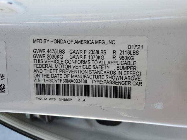 1HGCV1F30MA033488 Honda Accord Sport