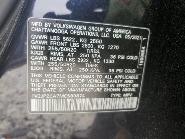 1V2JP2CA7MC589874 Volkswagen ATLAS SE