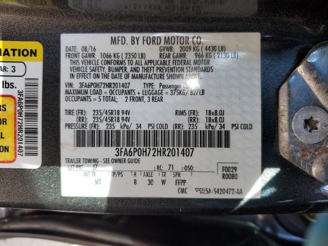 3FA6P0H72HR201407 Ford FUSION SE