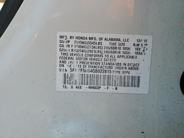5FNYF5H84GB022815 Honda PILOT EXL