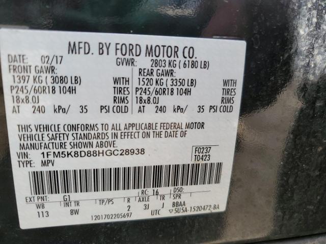 1FM5K8D88HGC28938 Ford EXPLORER XLT