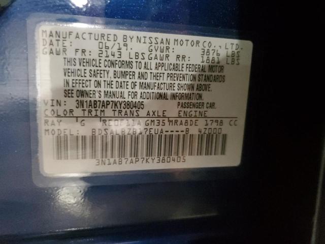 3N1AB7AP7KY380405 Nissan SENTRA S