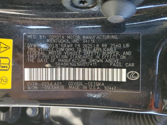 58ABK1GG1GU017411 Lexus ES 350