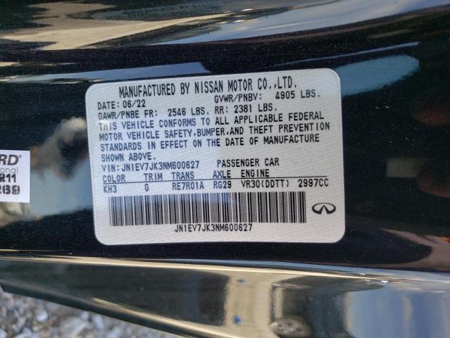 JN1EV7JK3NM600627 Infiniti Q60 PURE