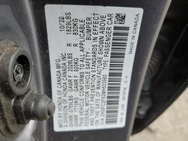 2HGFC2F82MH503980 Honda Civic Sport