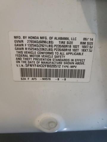 5FNYF4H32FB020512 Honda PILOT SE
