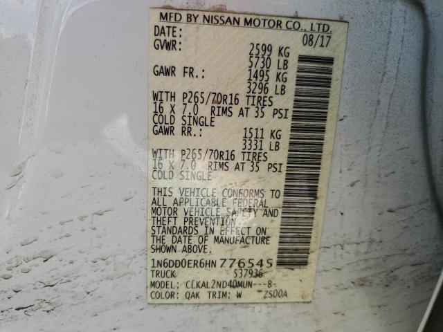 1N6DD0ER6HN776545 Nissan FRONTIER S
