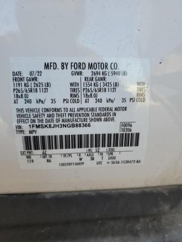 1FMSK8JH3NGB88366 Ford Explorer Timberline