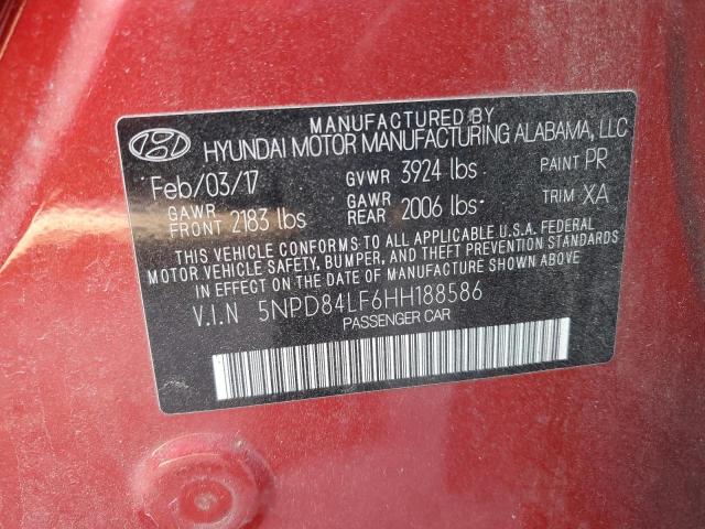 5NPD84LF6HH188586 Hyundai ELANTRA SE