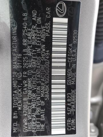 58ABK1GG3GU007494 Lexus ES 350