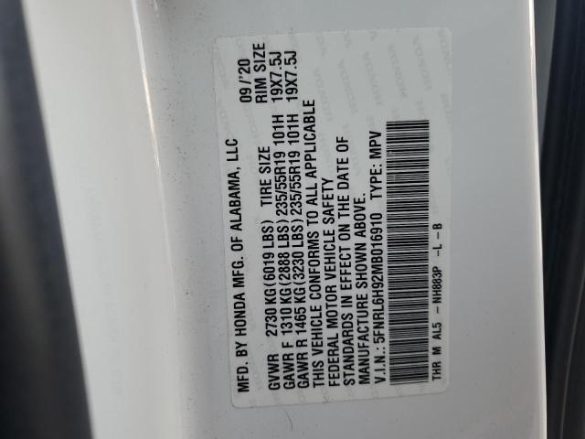 5FNRL6H92MB016910 Honda Odyssey Elite