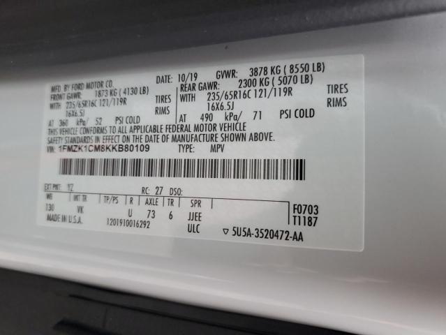 1FMZK1CM8KKB80109 Ford Transit T-150