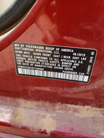 1VWCV7A31FC100063 Volkswagen PASSAT SEL
