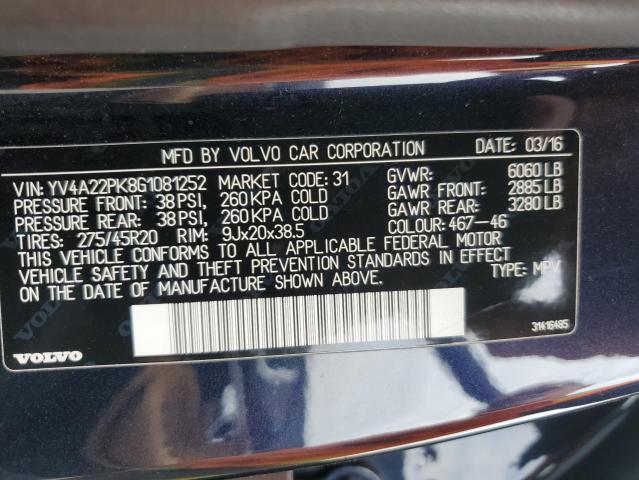 YV4A22PK8G1081252 Volvo XC90 T6