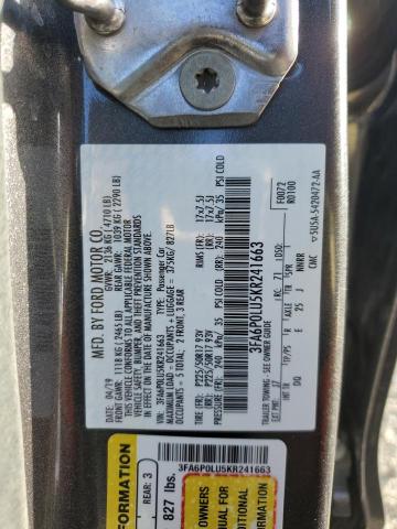 3FA6P0LU5KR241663 Ford FUSION SE