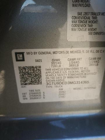 3GTU9DED3MG314365 GMC Sierra K1500 Slt