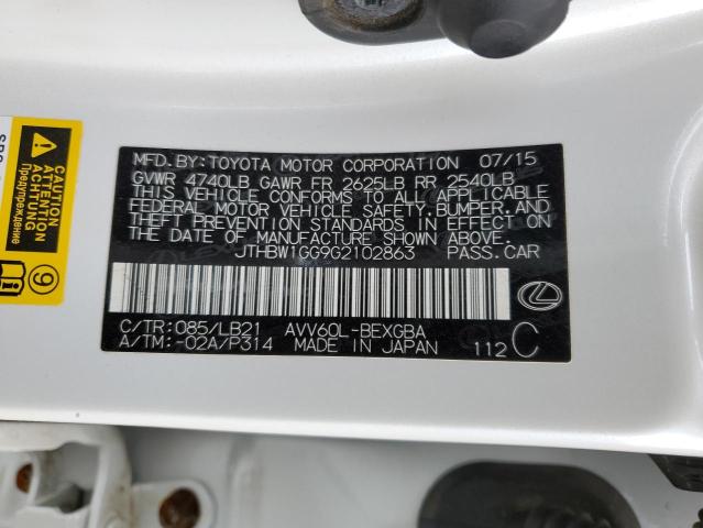 JTHBW1GG9G2102863 Lexus ES 300H