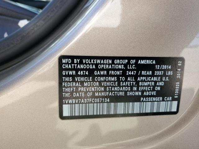 1VWBV7A37FC057134 Volkswagen PASSAT SE