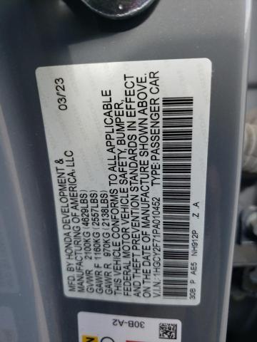 1HGCY2F71PA010452 Honda Accord Hybrid Sport-l