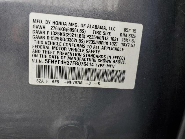 5FNYF4H37FB076414 Honda PILOT SE