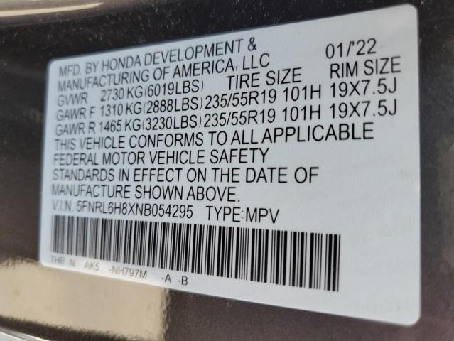 5FNRL6H8XNB054295 Honda Odyssey Touring