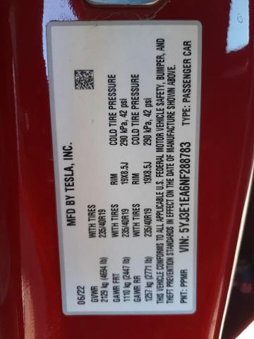 5YJ3E1EA6NF288783 Tesla MODEL 3