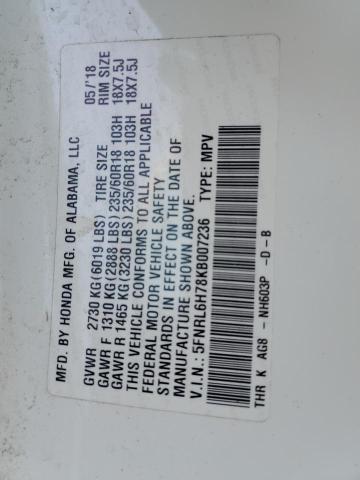 5FNRL6H78KB007236 Honda ODYSSEY EXL