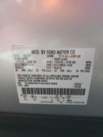 1FM5K8HT3HGD21669 Ford Explorer Platinum
