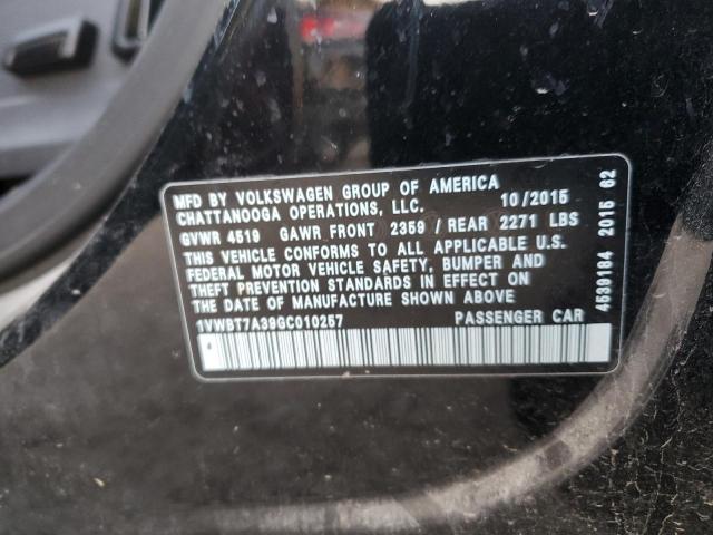 1VWBT7A39GC010257 Volkswagen PASSAT SE