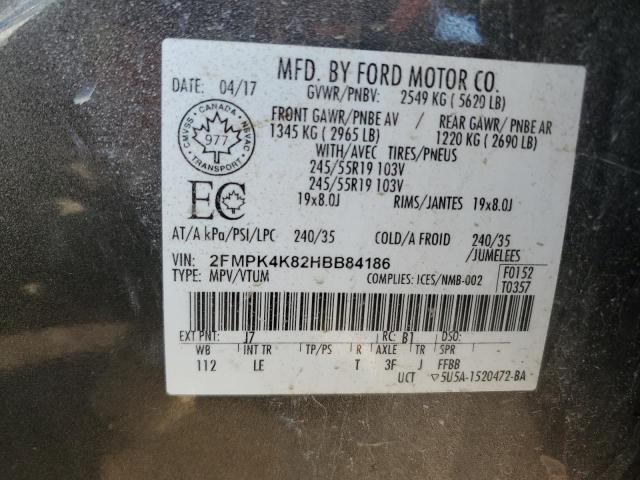 2FMPK4K82HBB84186 Ford Edge Titanium