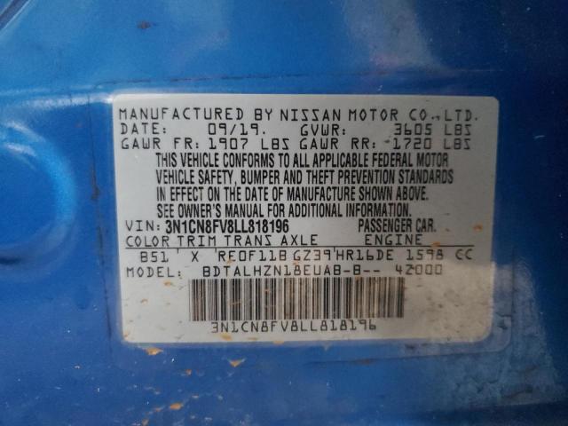3N1CN8FV8LL818196 Nissan VERSA SR
