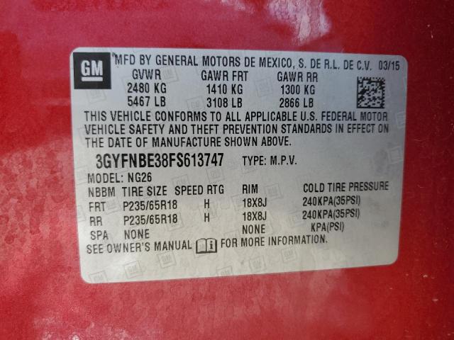 3GYFNBE38FS613747 Cadillac Srx Luxury Collection
