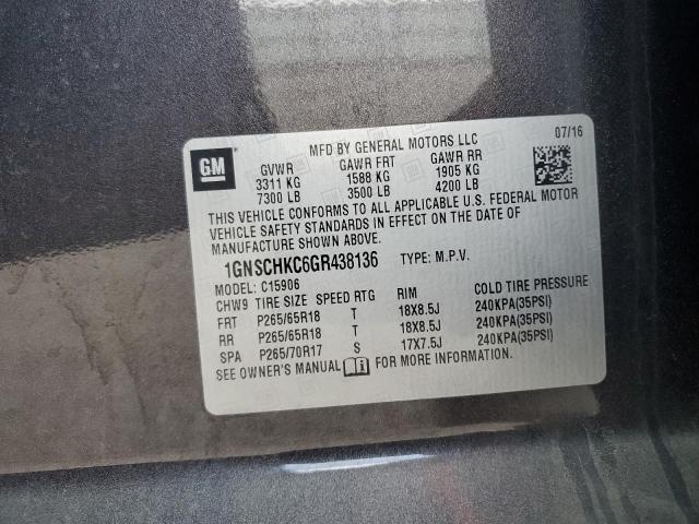 1GNSCHKC6GR438136 Chevrolet Suburban C1500 Lt