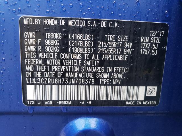 3CZRU6H73JM708378 Honda Hr-v Exl