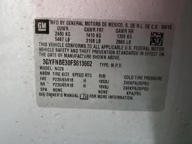 3GYFNBE30FS613662 Cadillac Srx Luxury Collection