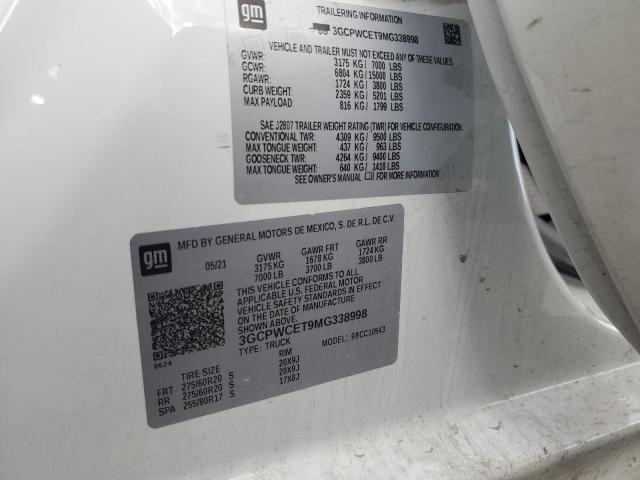 3GCPWCET9MG338998 Chevrolet Silverado C1500 Lt