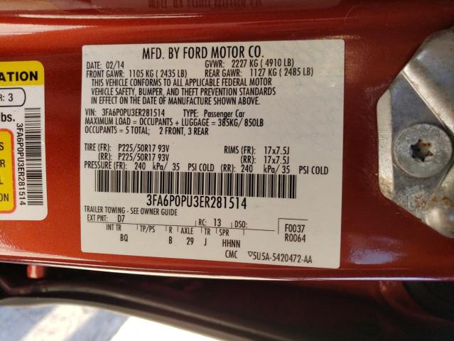 3FA6P0PU3ER281514 Ford Fusion Se Phev