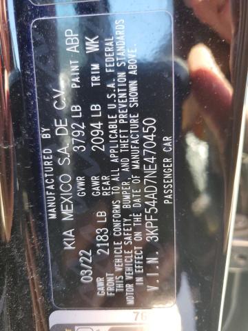 3KPF54AD7NE470450 KIA Forte Gt Line