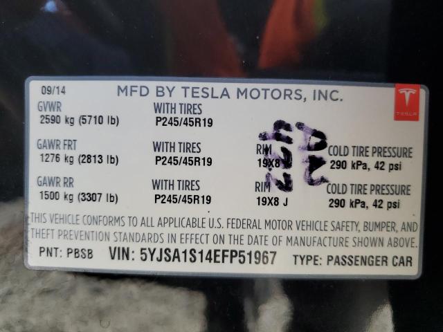 5YJSA1S14EFP51967 Tesla MODEL S