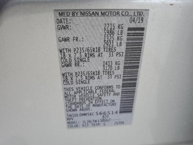5N1DL0MM5KC566514 Infiniti QX60 LUXE