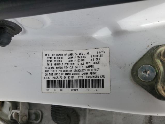 1HGCR2F31GA193989 Honda ACCORD LX