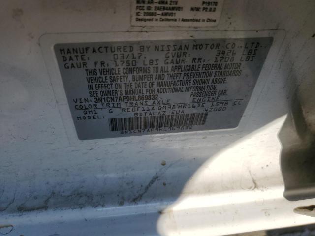 3N1CN7AP9HL869832 Nissan VERSA S