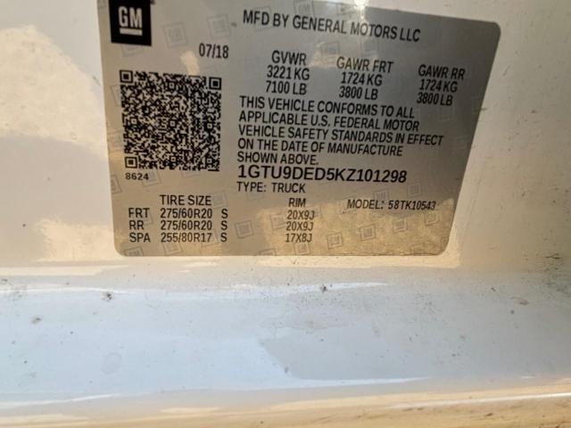 1GTU9DED5KZ101298 GMC Sierra K1500 Slt