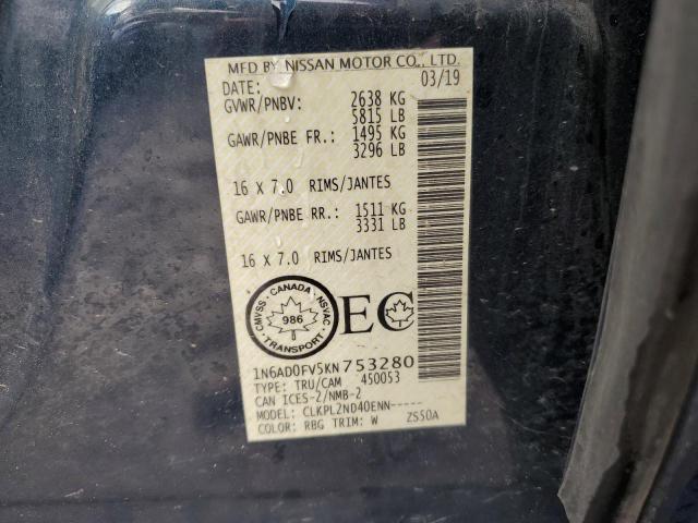 1N6AD0FV5KN753280 Nissan Frontier Sv