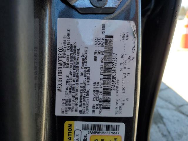 3FA6P0PU6HR275517 Ford Fusion Se Phev