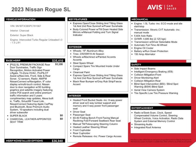 5N1BT3CB5PC781567 Nissan Rogue Sl
